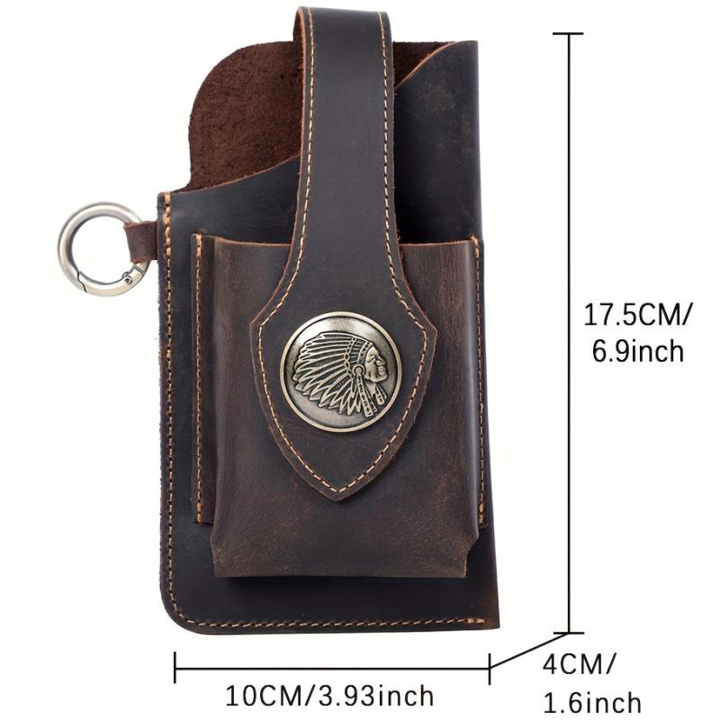 Vintage Cowhide Leather Waist Bag Key Mobile Phone Bag