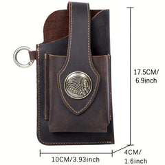 Vintage Cowhide Leather Waist Bag Key Mobile Phone Bag