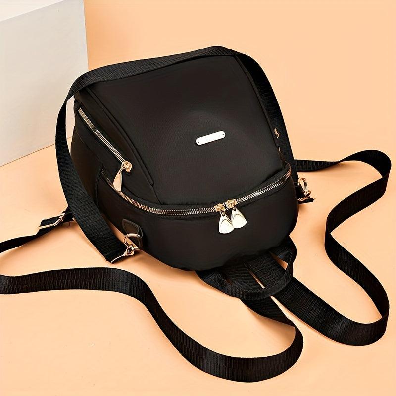 Nylon Backpack Purse Solid Travel Schoolbag Women's Two way Shoulder Bag