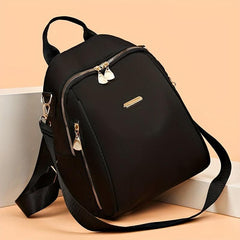 Nylon Backpack Purse Solid Travel Schoolbag Women's Two way Shoulder Bag