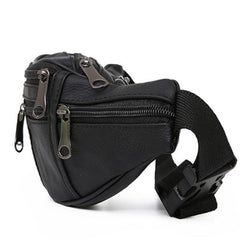 Men's Waterproof Leather Chest Bag for Running and Cycling