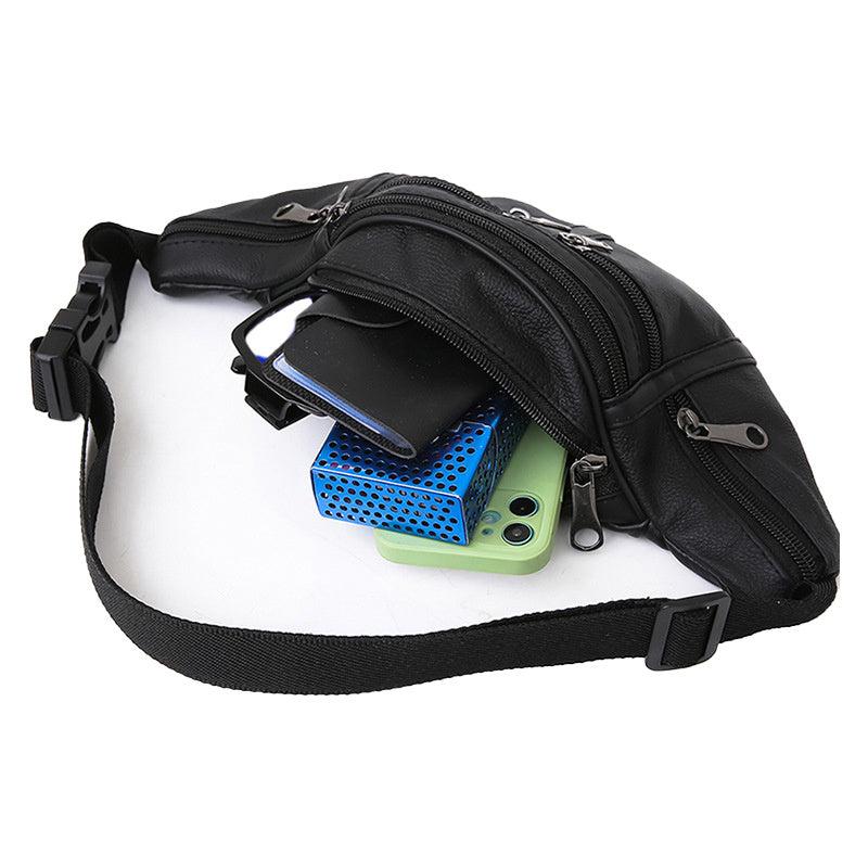 Men's Waterproof Leather Chest Bag for Running and Cycling