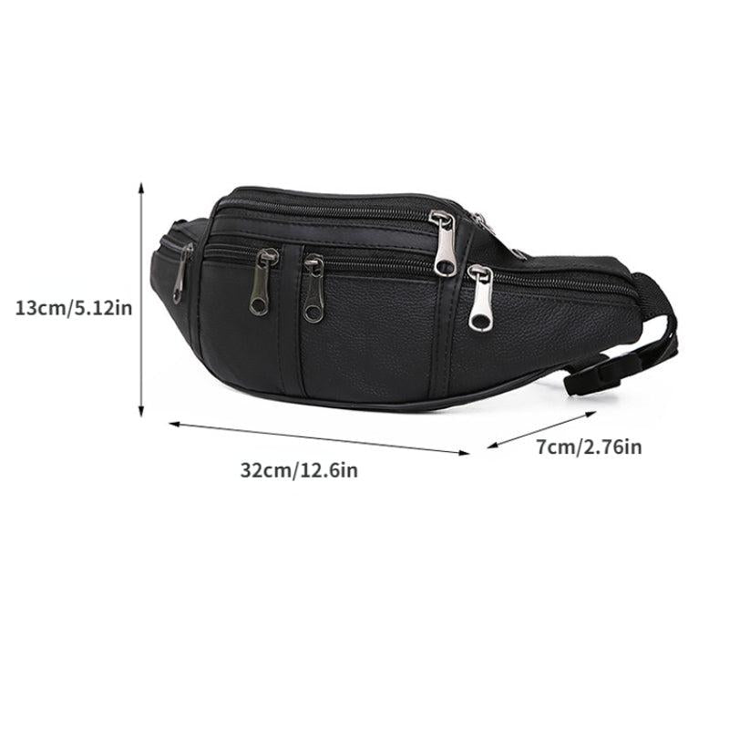 Men's Waterproof Leather Chest Bag for Running and Cycling