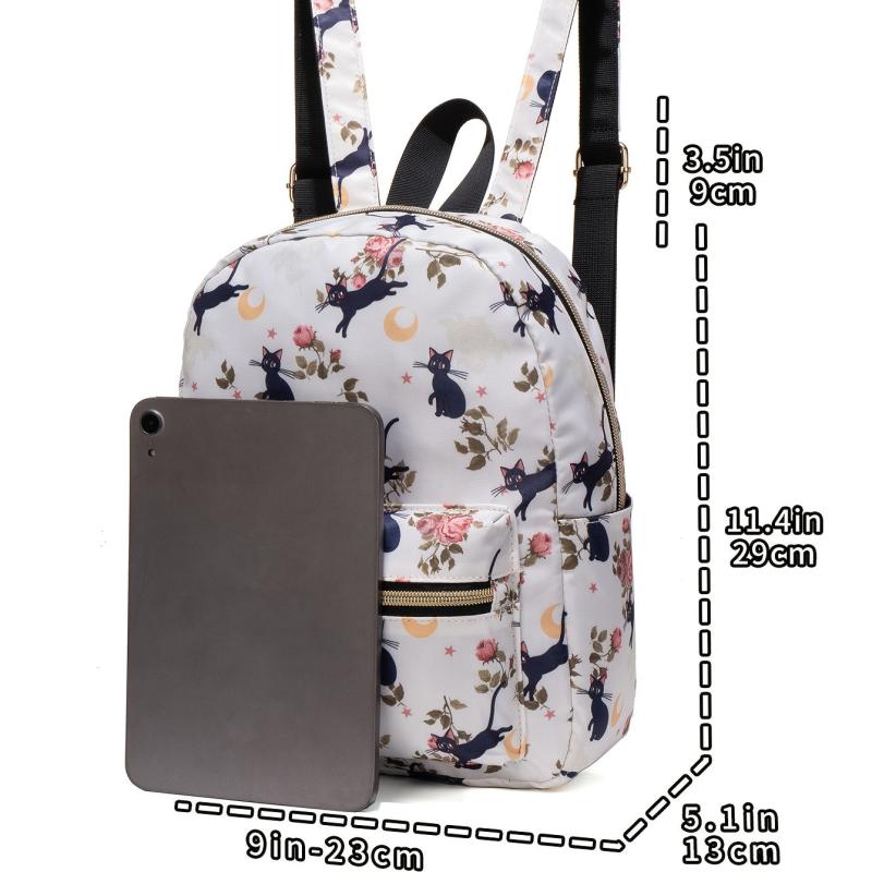 Cat Print Backpack Lightweight Daypack Casual Travel Bookbag