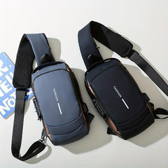 Men's Nylon Crossbody Bag USB Charging Waterproof Shoulder Bag