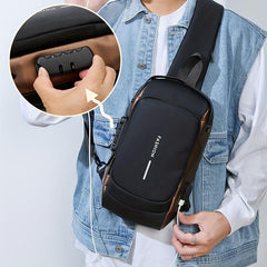 Men's Nylon Crossbody Bag USB Charging Waterproof Shoulder Bag