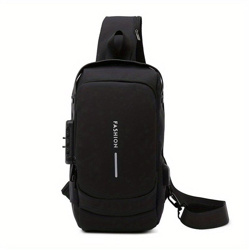 Men's Nylon Crossbody Bag USB Charging Waterproof Shoulder Bag