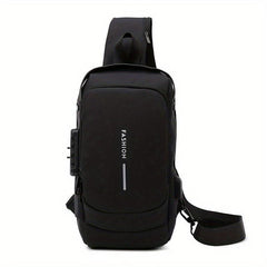 Men's Nylon Crossbody Bag USB Charging Waterproof Shoulder Bag