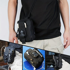 Men's Canvas Small Bag Casual Cell Phone Waist Bag for Travel Work