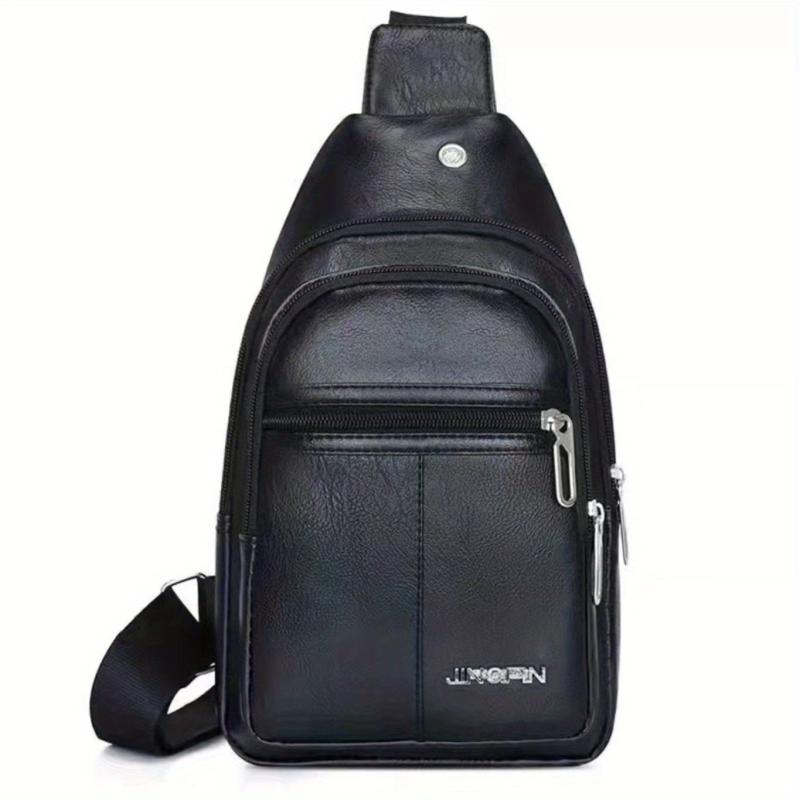 Men's Leather Crossbody Bag Chest Bag Large Capacity Satchel