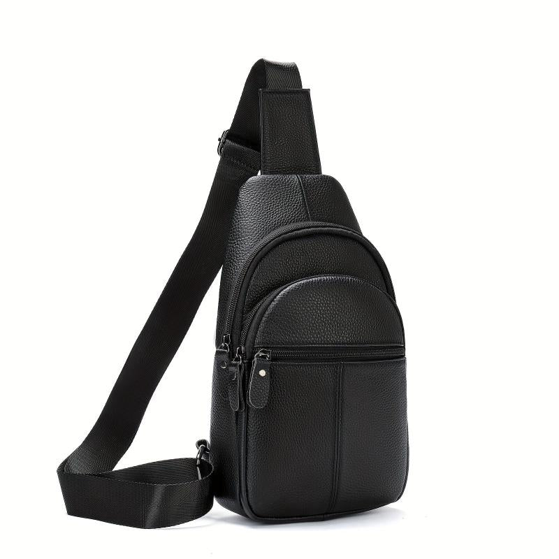 Men's High Leather Chest Bag for Mobile Phone
