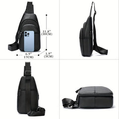 Men's High Leather Chest Bag for Mobile Phone