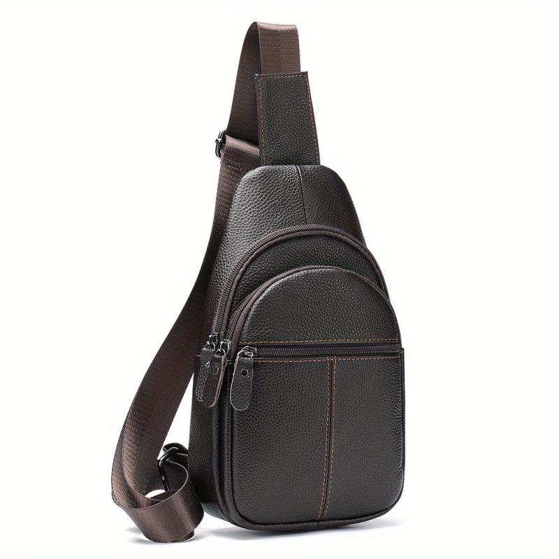Men's High Leather Chest Bag for Mobile Phone