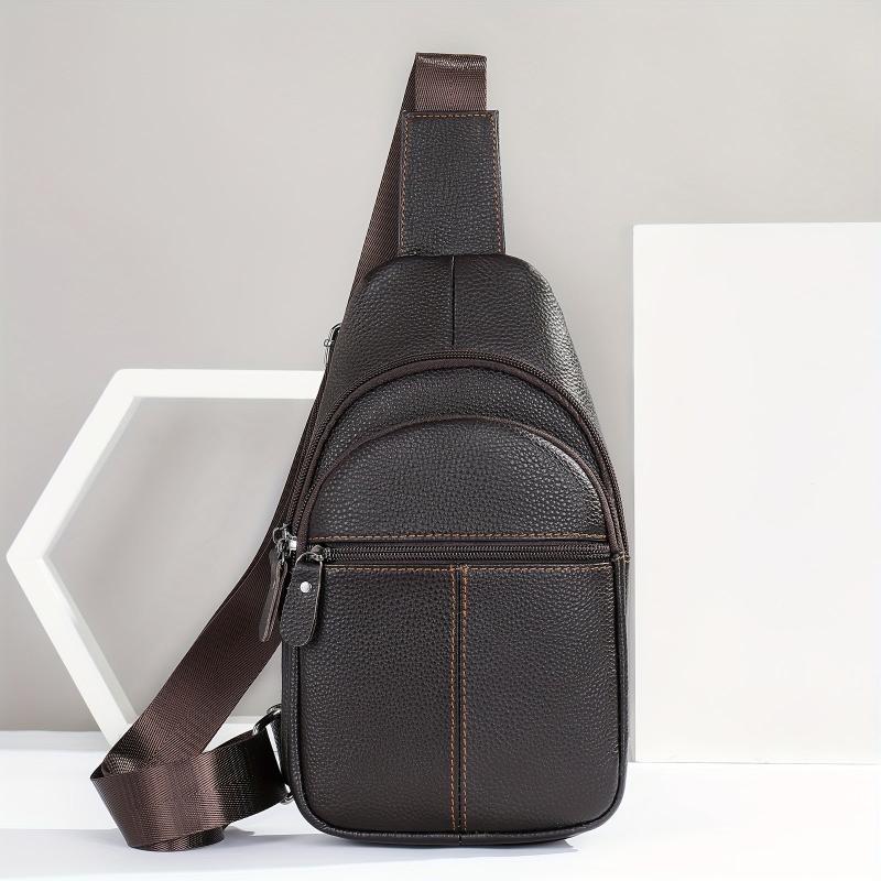 Men's High Leather Chest Bag for Mobile Phone