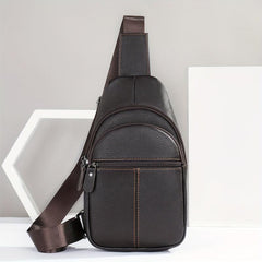 Men's High Leather Chest Bag for Mobile Phone