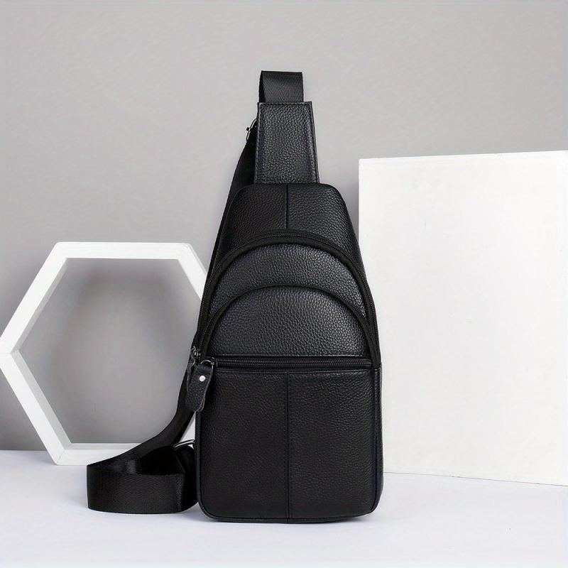 Men's High Leather Chest Bag for Mobile Phone