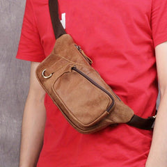 Men's Leather Waist Bag Outdoor Mobile Phone Chest Bag