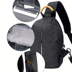 Men's Canvas Casual Outdoor Backpack Shoulder Crossbody Bag