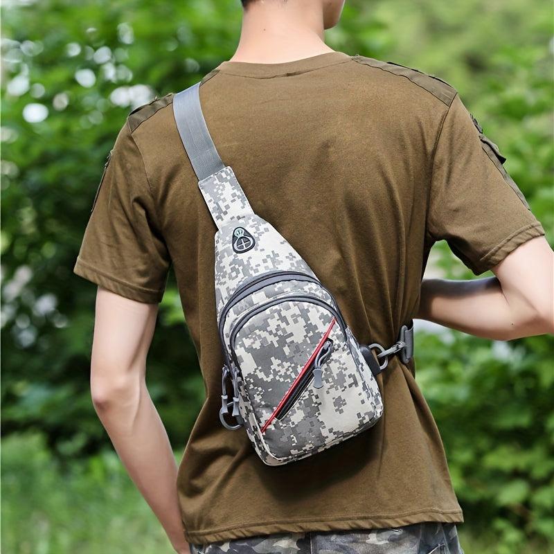 Tactical Chest Bag Camouflage Crossbody Bag with USB Charging Port