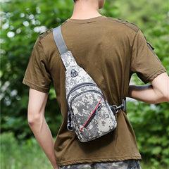 Tactical Chest Bag Camouflage Crossbody Bag with USB Charging Port