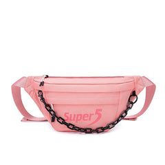Unisex Waist Bag with Adjustable Shoulder Strap and Chain Decoration