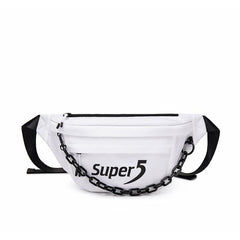 Unisex Waist Bag with Adjustable Shoulder Strap and Chain Decoration