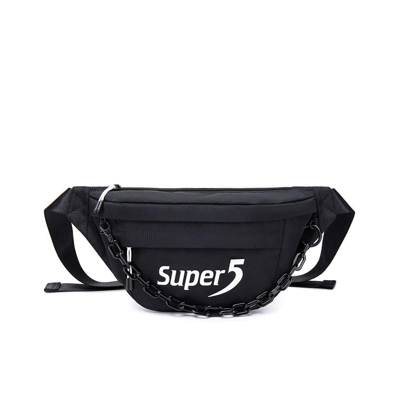 Unisex Waist Bag with Adjustable Shoulder Strap and Chain Decoration