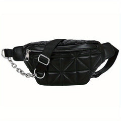 Casual Quilted Crossbody Bag Chain Decor Waist Chest Bag