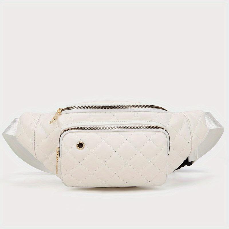 Rhombus Embroidered Waist Bag Earphone