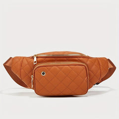 Rhombus Embroidered Waist Bag Earphone