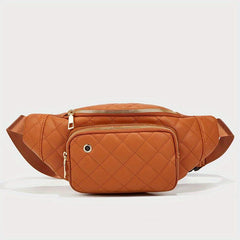 Rhombus Embroidered Waist Bag Earphone