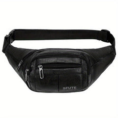 Men's Retro Large Capacity Leather Waist Bag Fanny Pack Shoulder Bag
