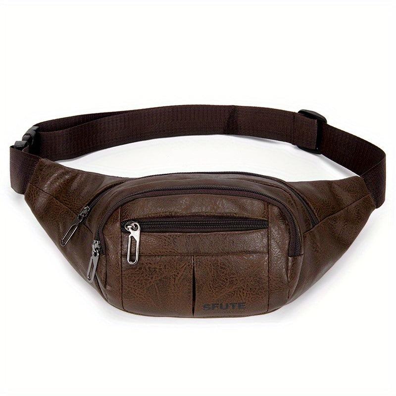 Men's Retro Large Capacity Leather Waist Bag Fanny Pack Shoulder Bag