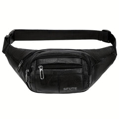 Men's Retro Large Capacity Leather Waist Bag Fanny Pack Shoulder Bag