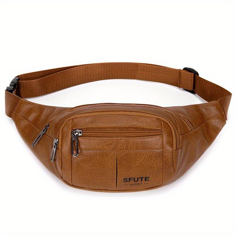 Men's Retro Large Capacity Leather Waist Bag Fanny Pack Shoulder Bag