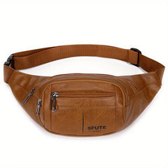 Men's Retro Large Capacity Leather Waist Bag Fanny Pack Shoulder Bag