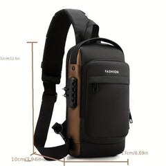 Casual Shoulder Bag Sports Chest Bag With Password Lock