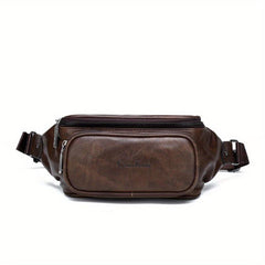 Men's Casual PU Leather Waist Bag for Outdoors