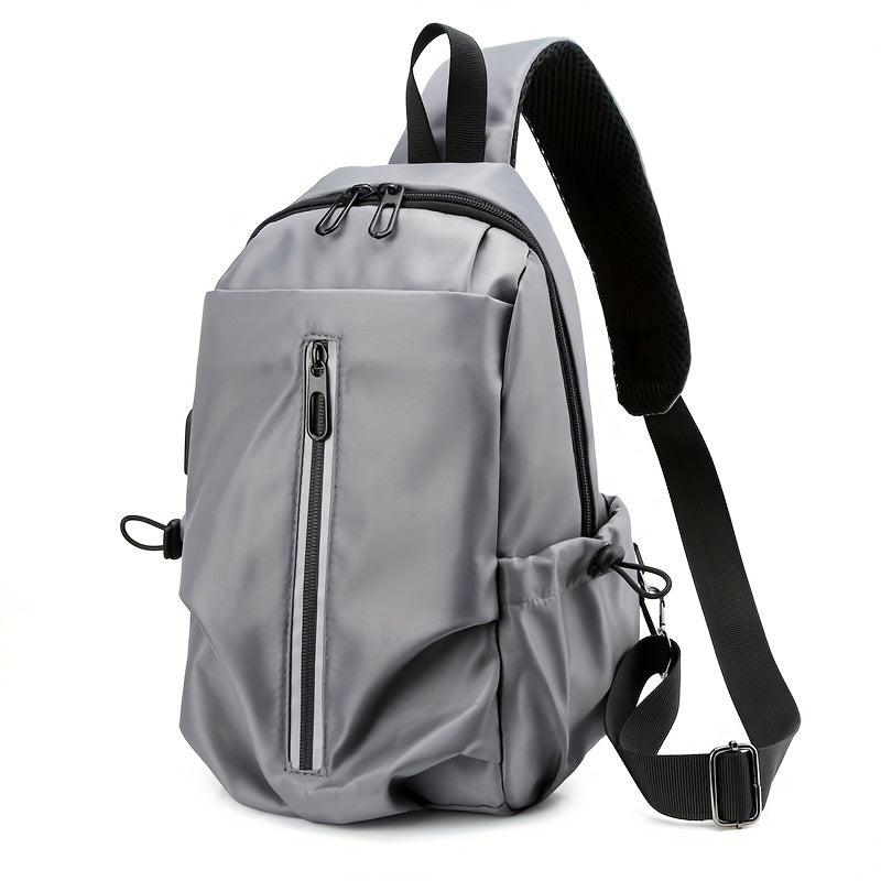 Men's Chest Bag USB Charging Port Outdoor Shoulder Bag