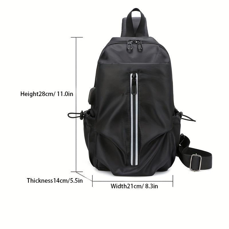Men's Chest Bag USB Charging Port Outdoor Shoulder Bag