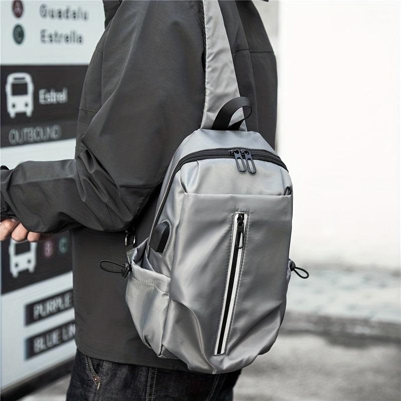 Men's Chest Bag USB Charging Port Outdoor Shoulder Bag