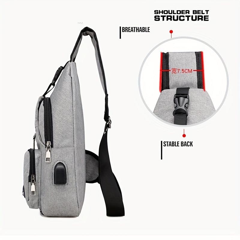 Men's Crossbody Bag with USB Charging Port