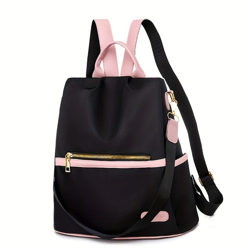 Casual Colorblock Zipper Backpack Women's Travel Bag