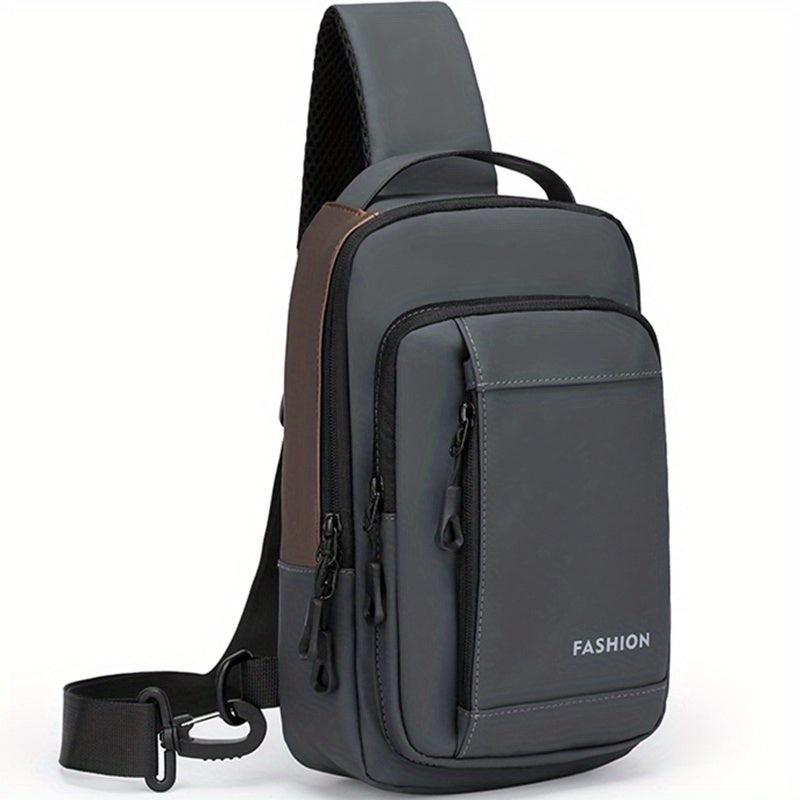 Men's Nylon Crossbody Bag USB Charging Anti-theft Diagonal Shoulder Bag