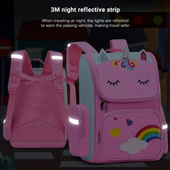 Cartoon Unicorn Flap Backpack Lightweight School Bag