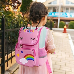 Cartoon Unicorn Flap Backpack Lightweight School Bag