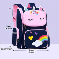 Cartoon Unicorn Flap Backpack Lightweight School Bag
