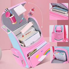 Cartoon Unicorn Flap Backpack Lightweight School Bag