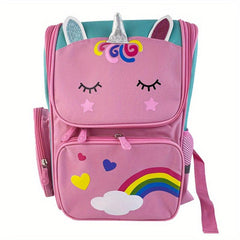 Cartoon Unicorn Flap Backpack Lightweight School Bag
