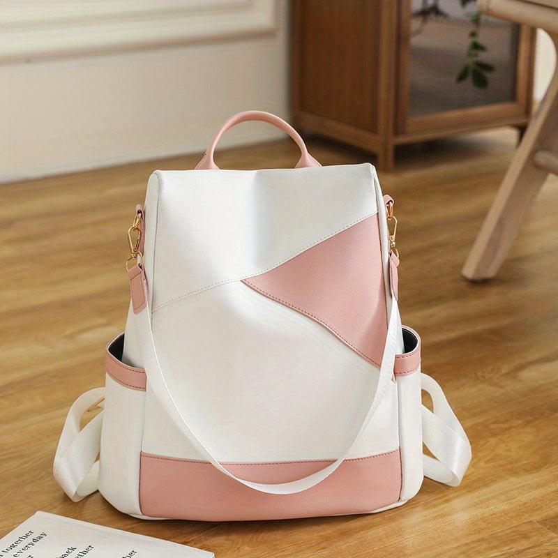 Women's Colorblock Backpack Purse Anti-Theft School Bag